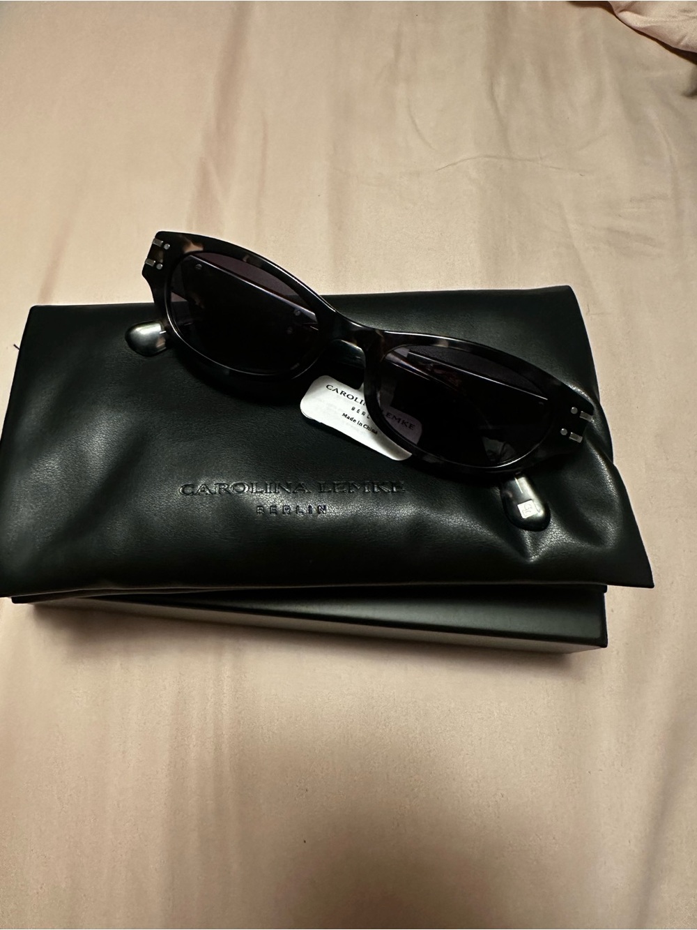 Carolina Lemke Baxa Black Marble Cat-Eye Women's Sunglasses